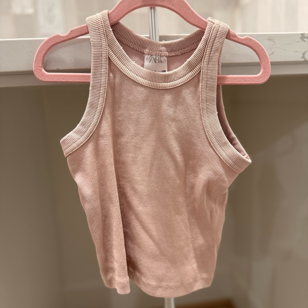 Zara Pink Ribbed Tank Top